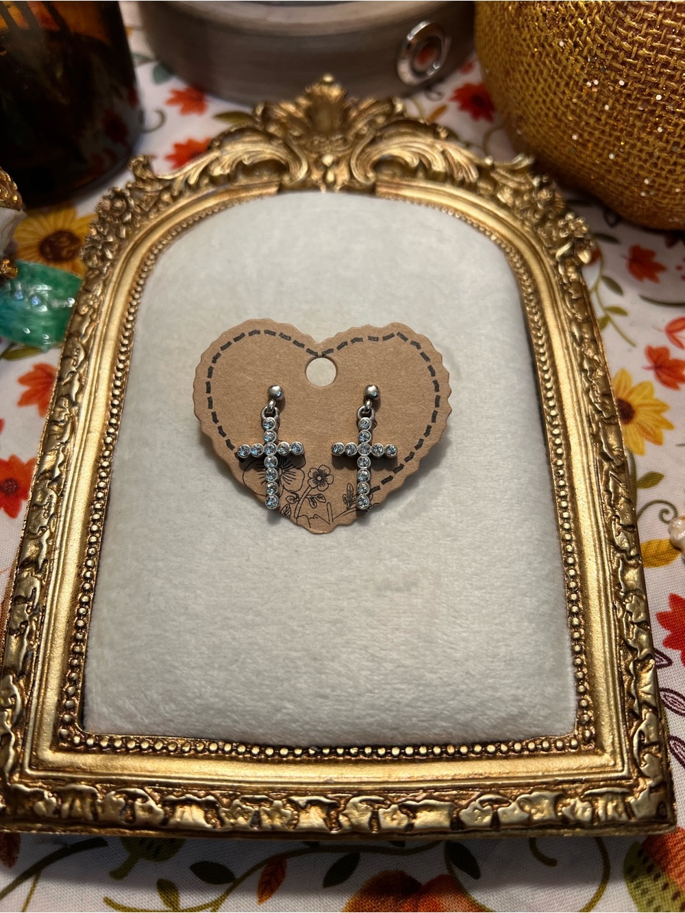 Brighton Faithful Cross “U R Loved” Dangle Post Earrings